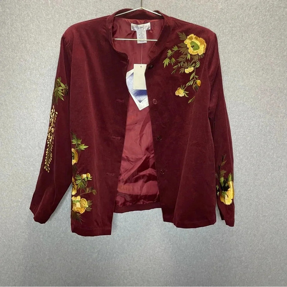 VTG Susan Graver Velvet Embroidered Jacket & Pant Set Boho Grandma Cottage NWT - Picture 2 of 11